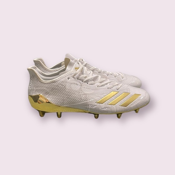 Adidas Men’s Adizero 5-Star 6.0 DSG White / Gold Money Football Cleats - Picture 2 of 7
